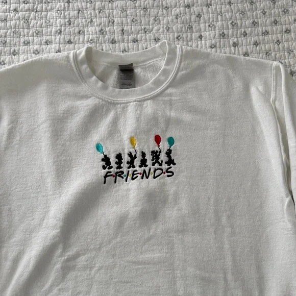 Gildan White Friends Graphic Sweatshirt - Picture 1 of 3
